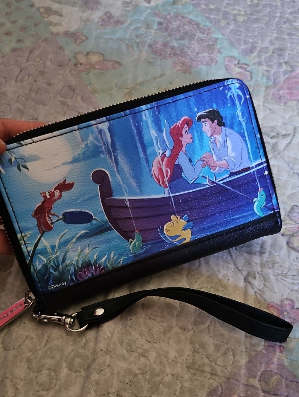 Disney Ariel & Prince Wristlet Wallet - Blue with Black Trim